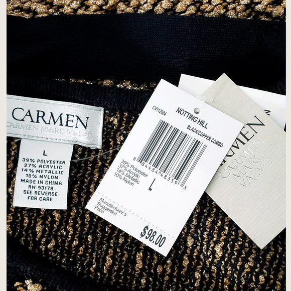 Carmen Marc Valvo Belted Metallic Top NWT - Picture 9 of 9